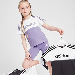 adidas Girls' Linear Colour Block T-Shirt/Shorts Children