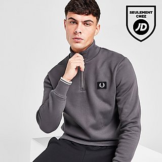 Fred Perry Sweatshirt Zippé 1/4 Badge Homme