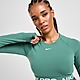 Blanc Nike Training Pro Long Sleeve Crop Top