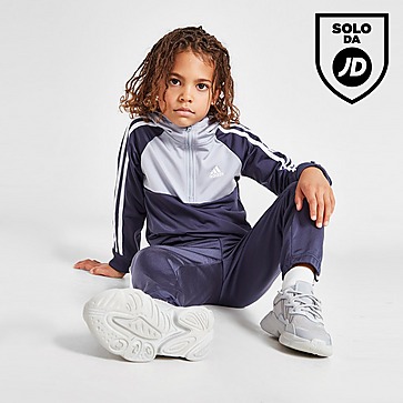 adidas Colour Block Poly 1/4 Zip Tracksuit Children