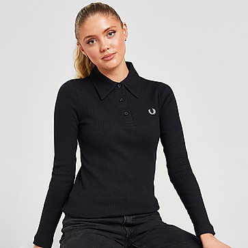 Fred Perry Ribbed Long Sleeve Polo Shirt