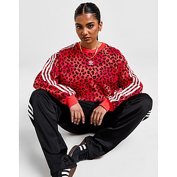 adidas Originals 3-Stripes Leopard Boxy Crew Sweatshirt