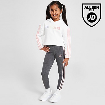 adidas Girls' Linear Crop Hoodie/Leggings Set Children