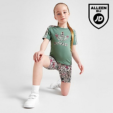 adidas Originals Girls' Leopard T-Shirt/Cycle Shorts Set Children