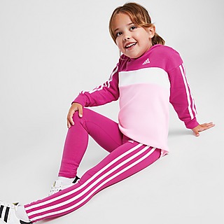 adidas Girls' 3-Stripes camisola com capuz/Leggings Set Children