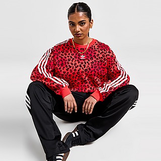 adidas Originals Leopard Luxe flared leggings in black and red