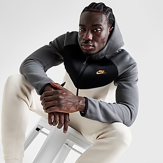 Camisola com capuz com fecho de correr Nike Tech Fleece Windrunner bege e  branco para homem