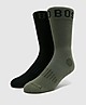 Black/Green BOSS 2 Pack Sport Socks