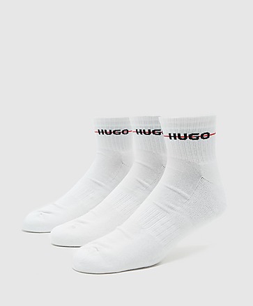 HUGO 3-Pack Ribbed Logo Socks