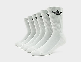 white-adidas-originals-6-pack-trefoil-cushion-crew-socks