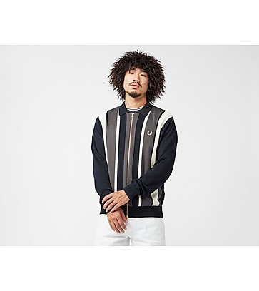 Fred Perry Cardigan en Maille à Rayures