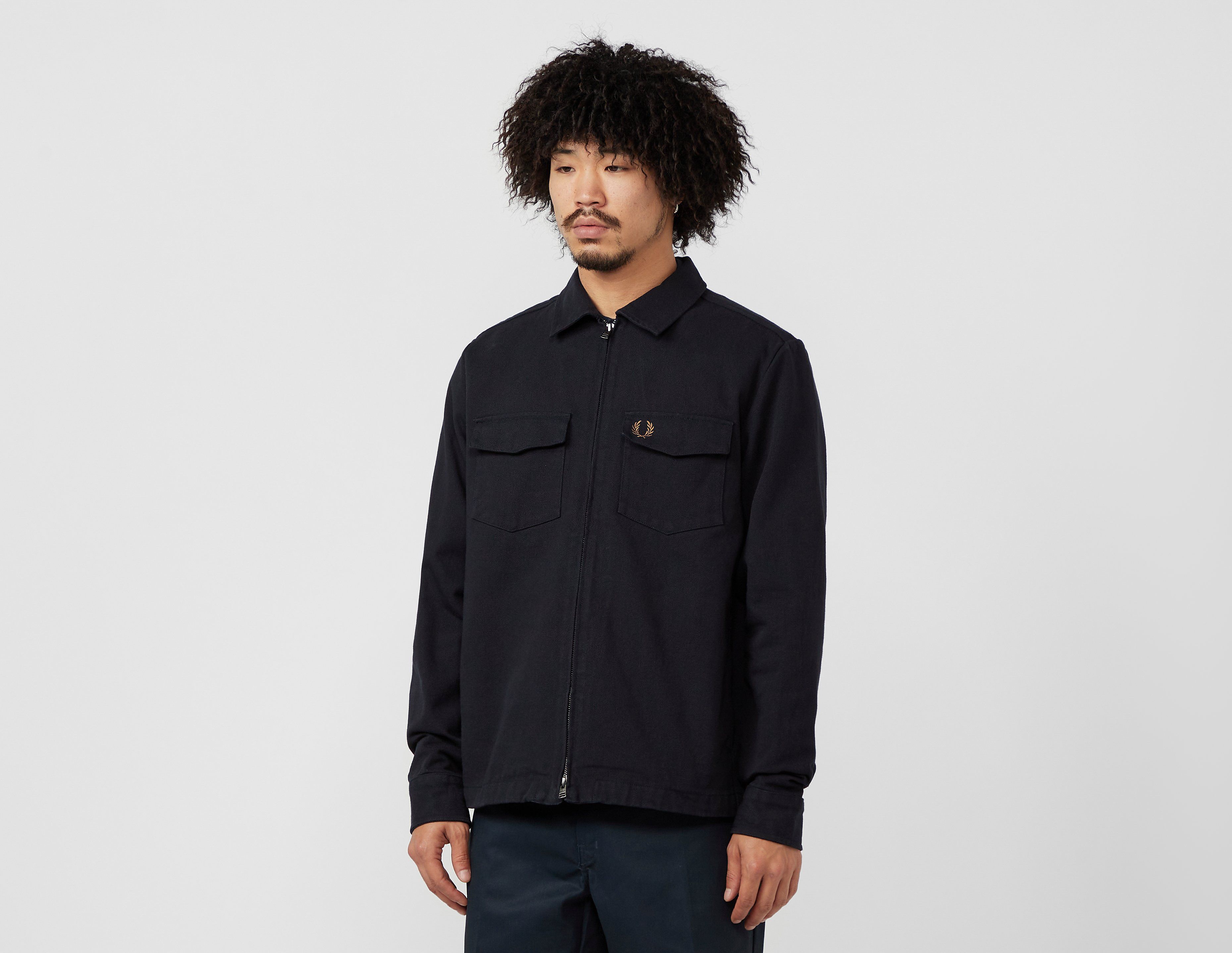 fred perry twill overshirt, blue