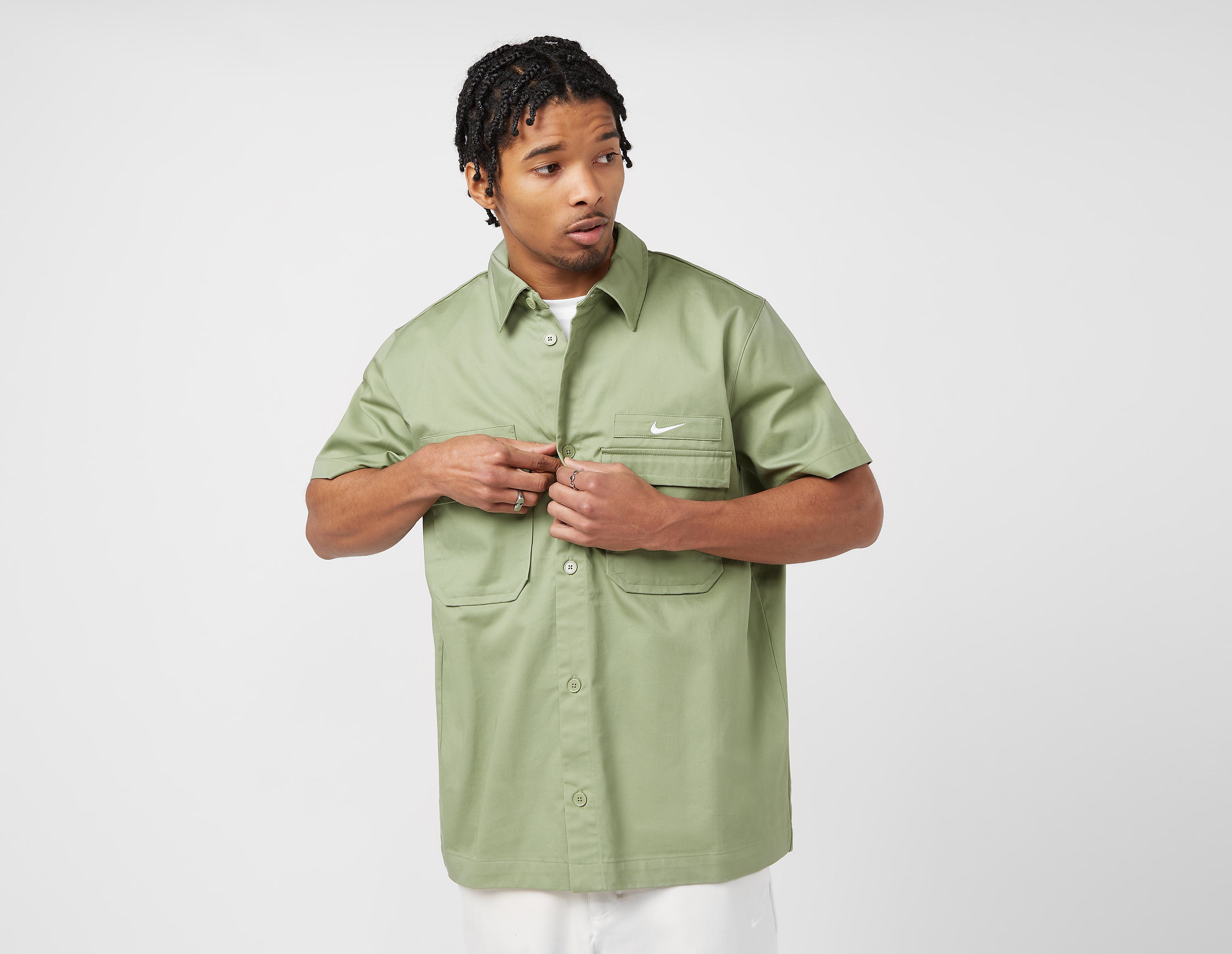 Nike Life Woven Military Short-Sleeve Shirt, Green