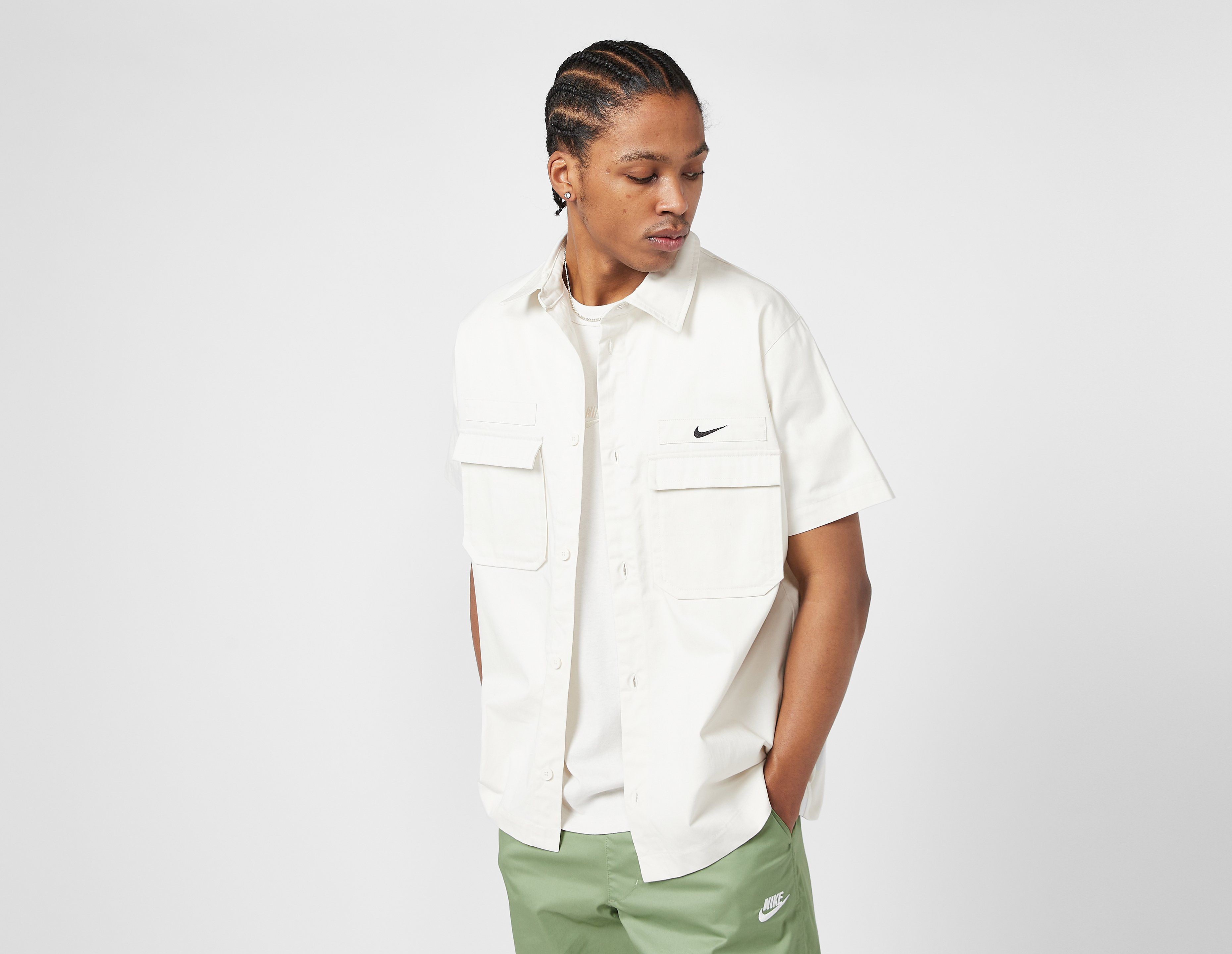 Nike Life Woven Military Short-Sleeve Shirt, White