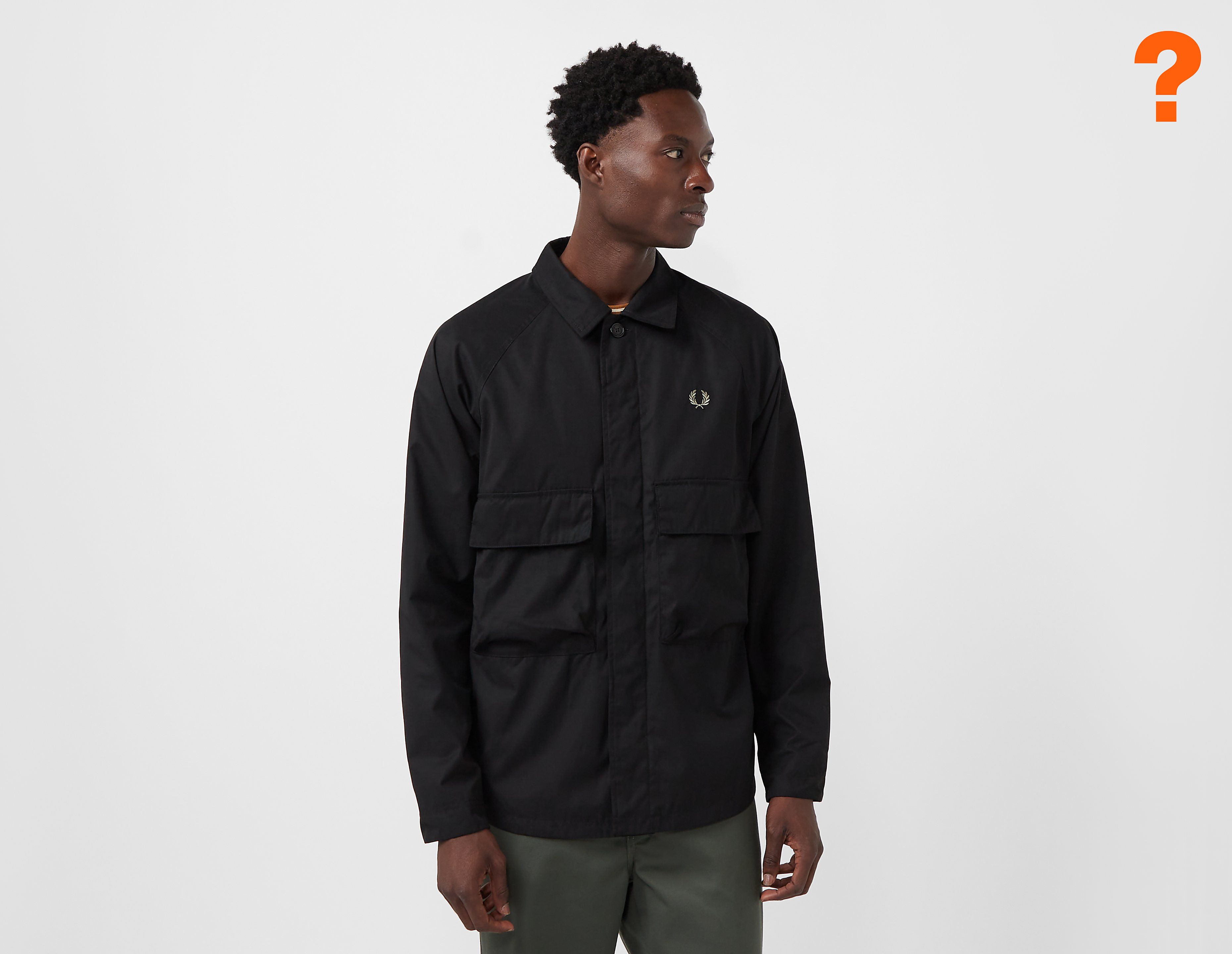 fred perry utility overshirt, black