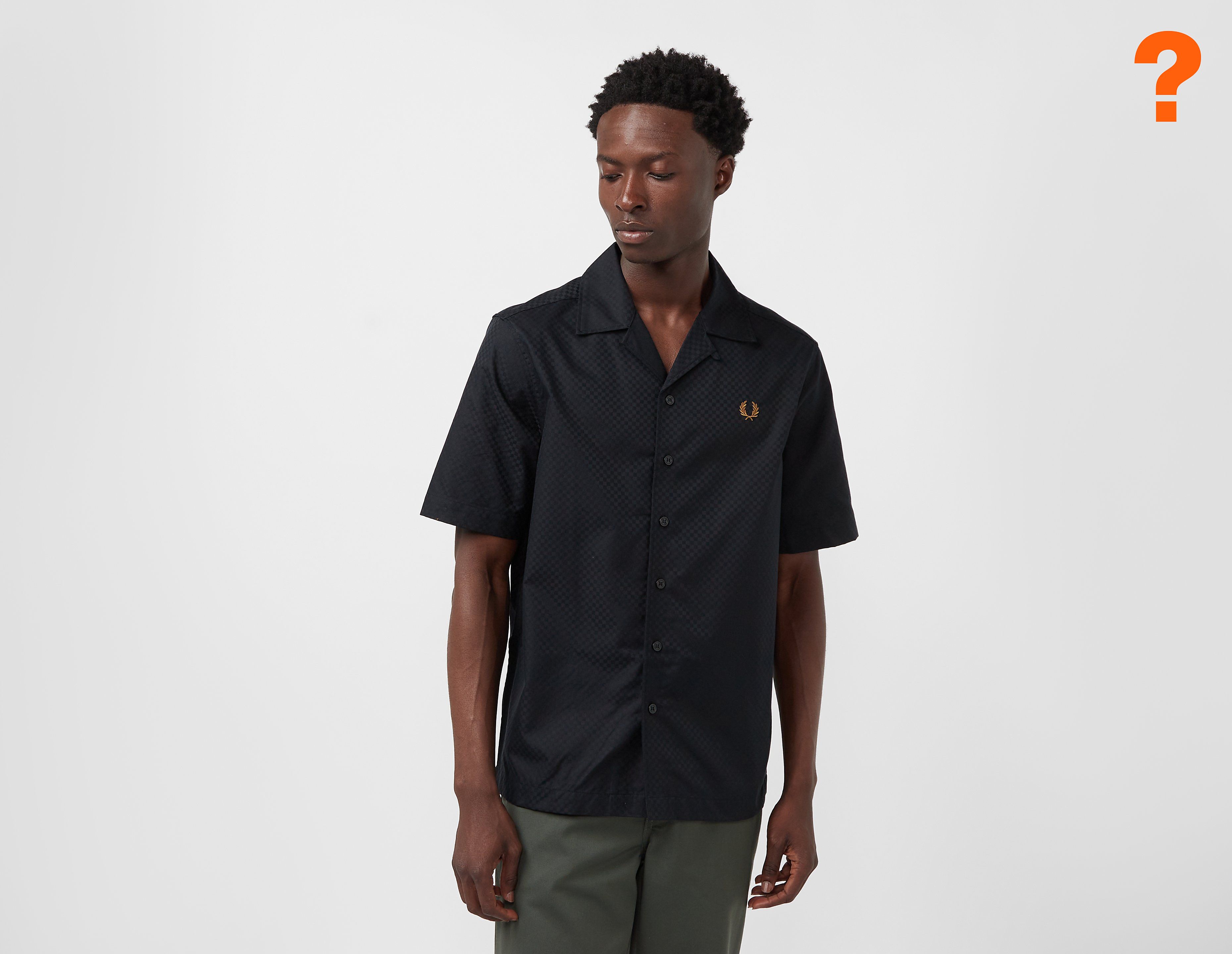 fred perry chequerboard revere collar shirt, black