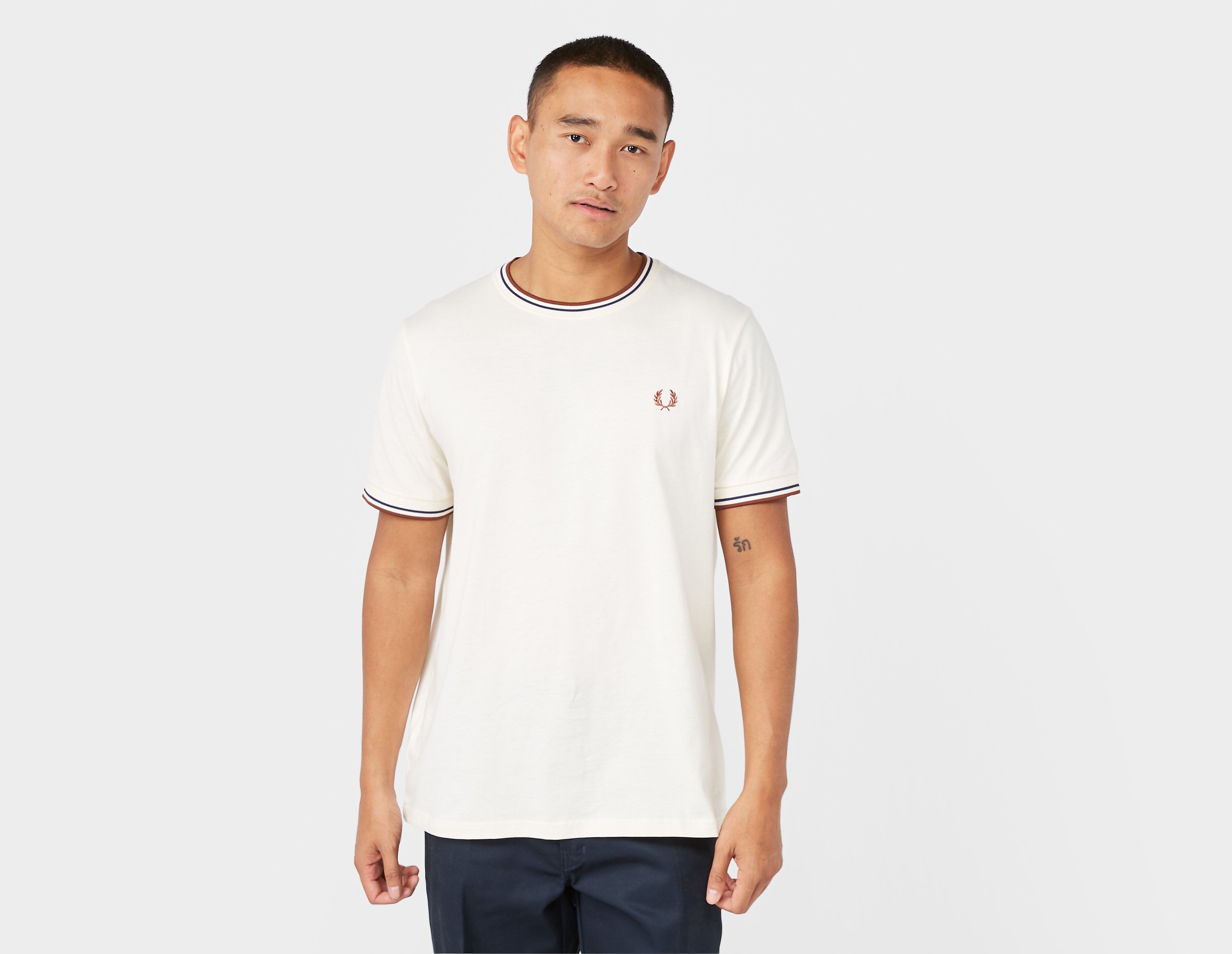 fred perry twin tipped ringer short sleeve t-shirt, white