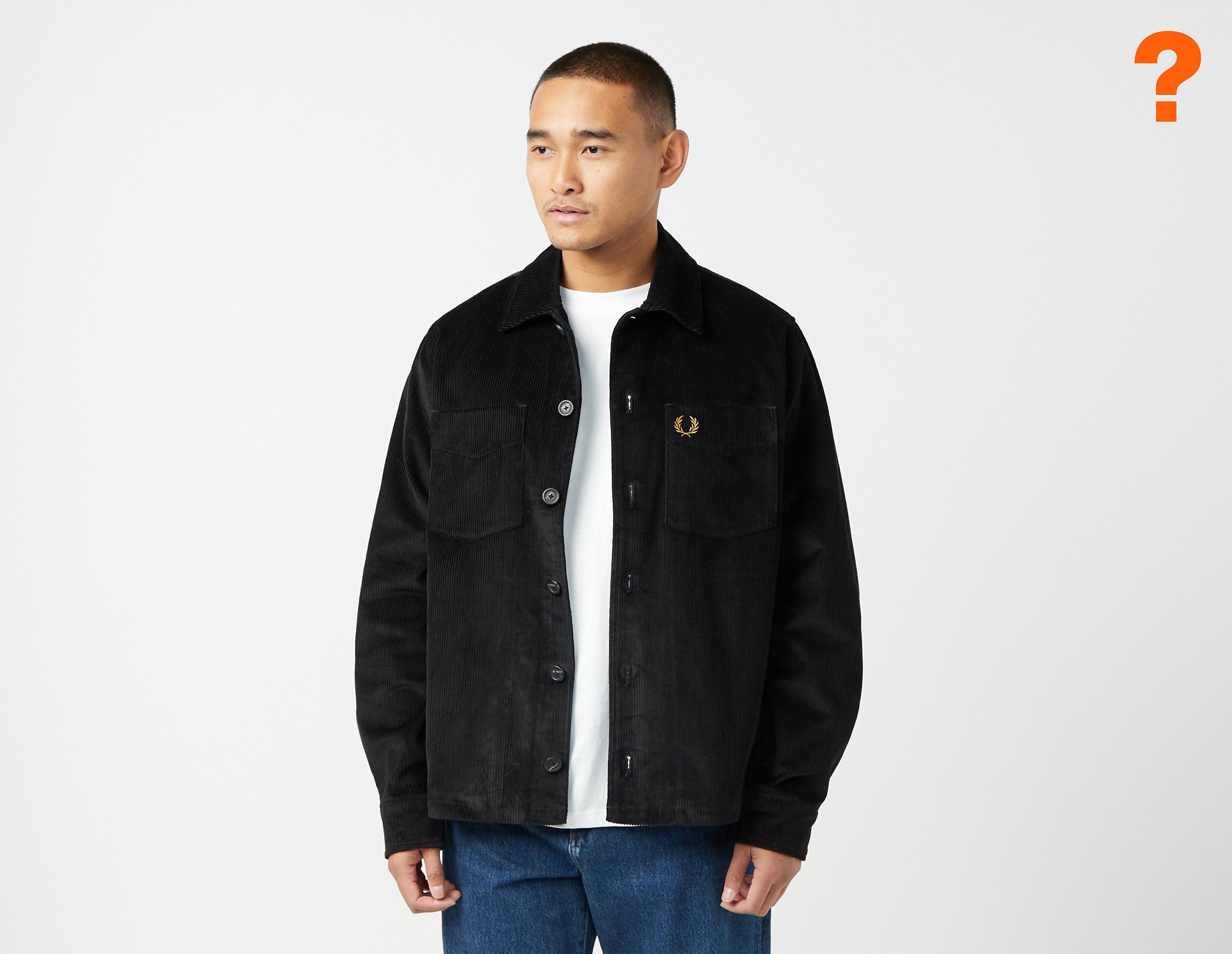 fred perry corduroy overshirt, black