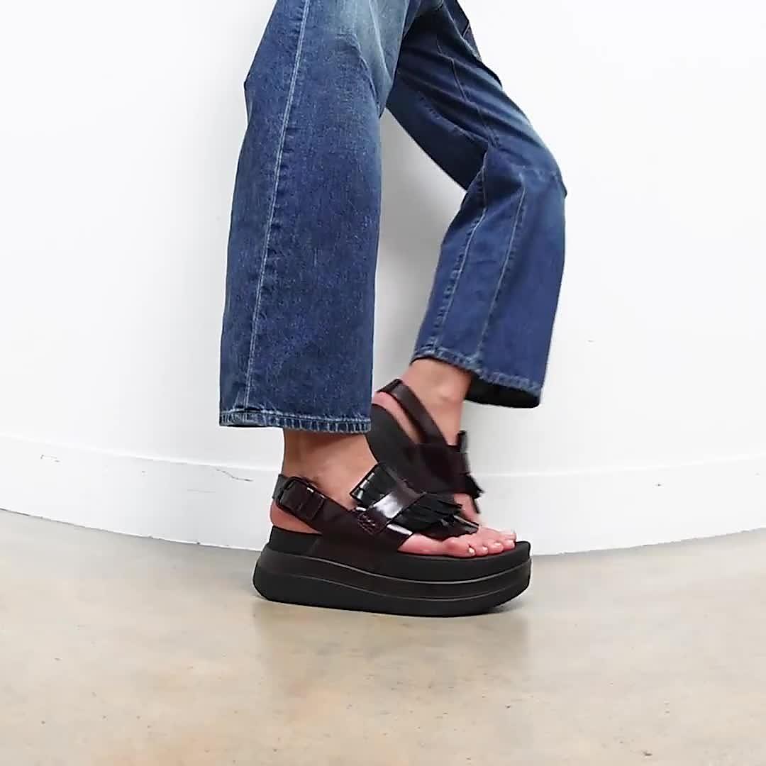 Women's F-Mode Stack Leather Toe-Posts | FitFlop US