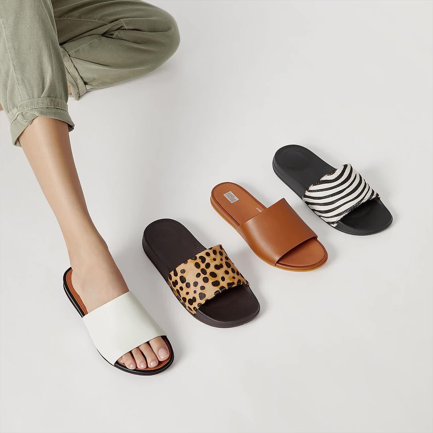 Womens leopard hot sale print slides