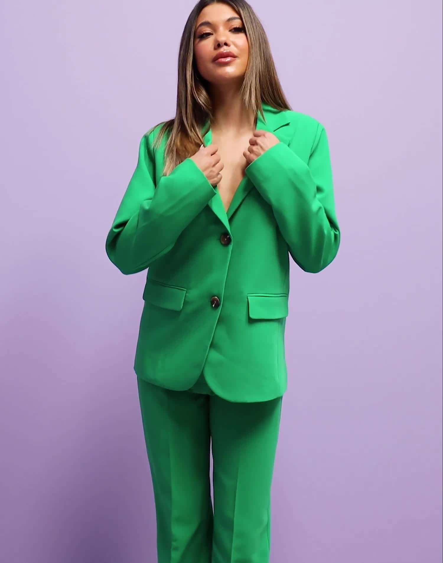 in the style green blazer