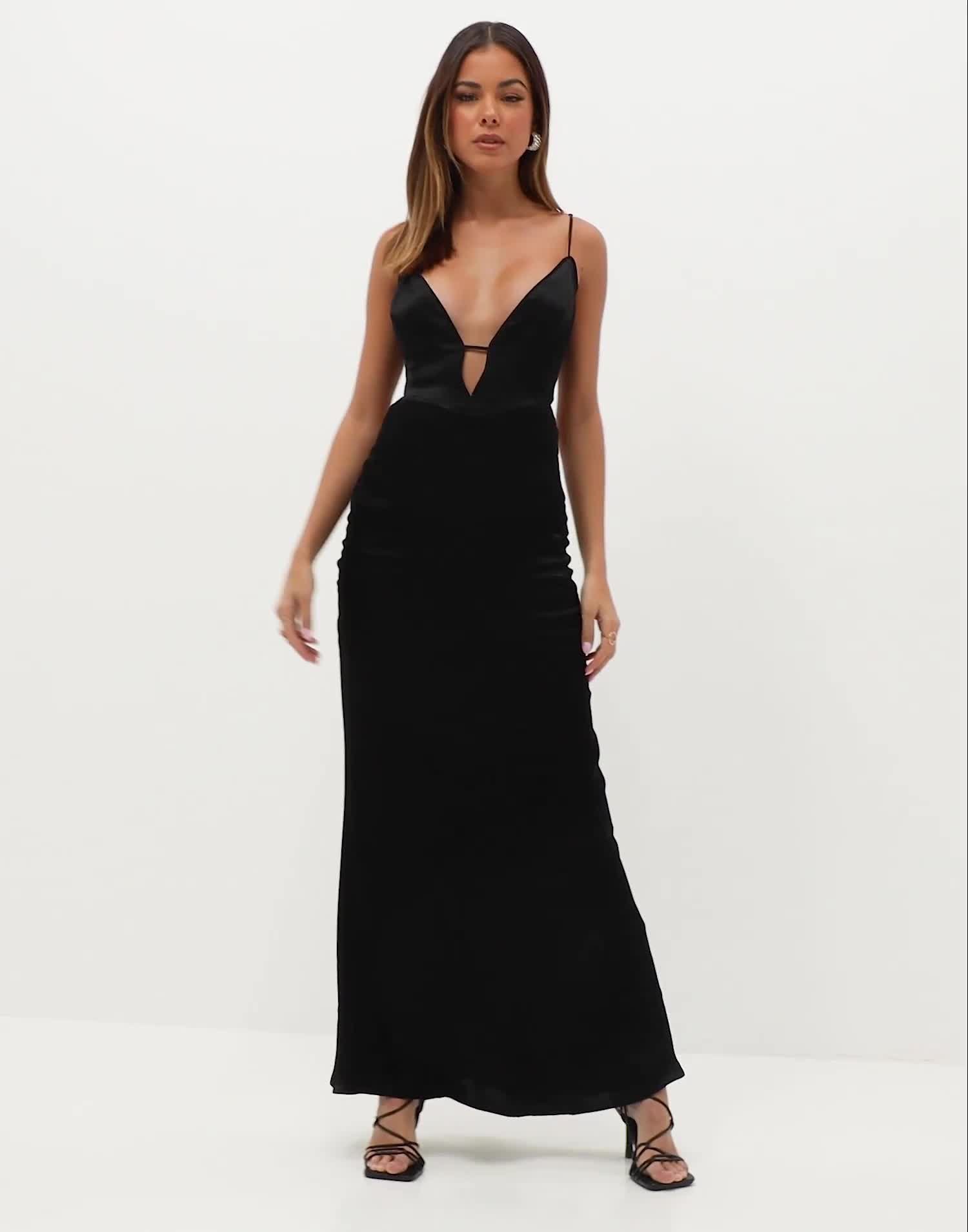 bardot black slip dress