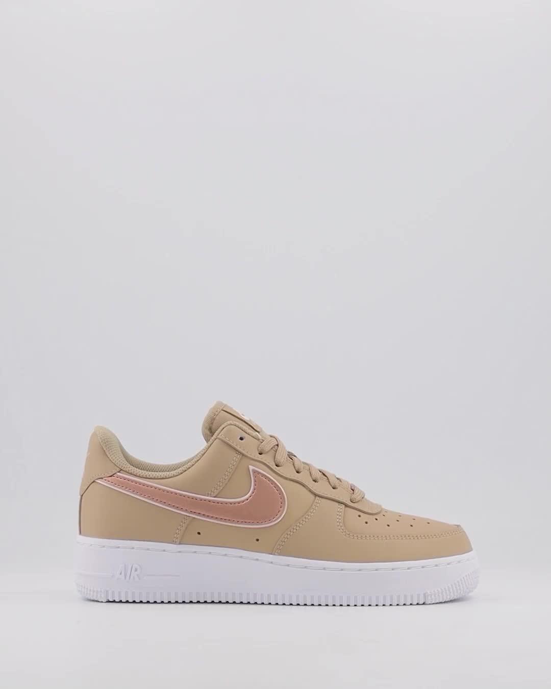 Nike Air Force 1 07 Trainers Hemp Metalic Rose Gold Soft Pink