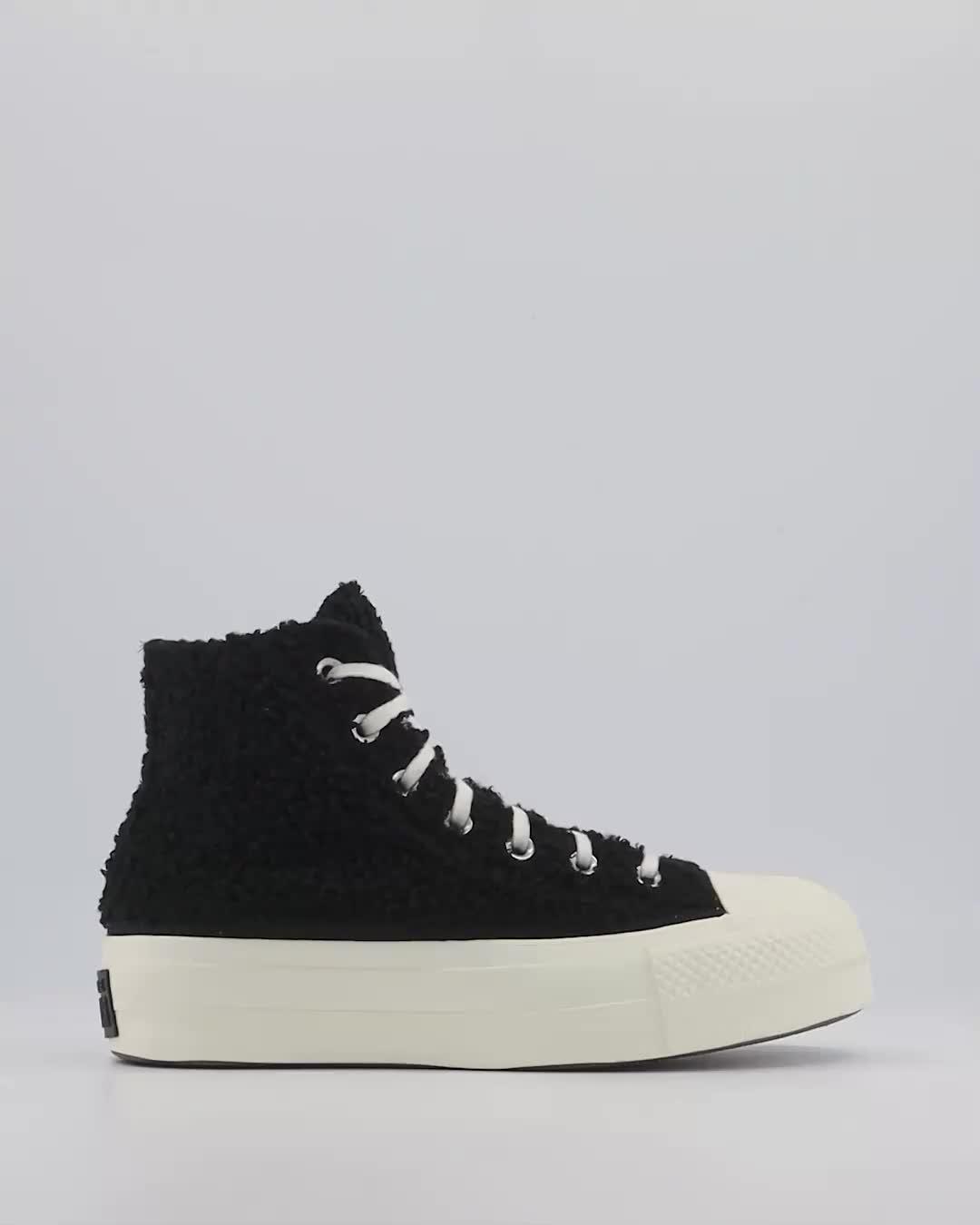 Converse chuck taylor lift ripple hi black sherpa hot sale trainers